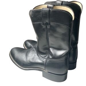 NEW LAREDO VAUGHN Men’s Black Leather Round Toe Smooth Western Cowboy Boots
